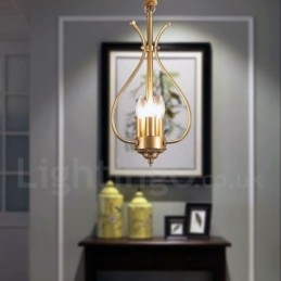 Lampadario a sospensione in ottone rustico retrò a 4 luci
