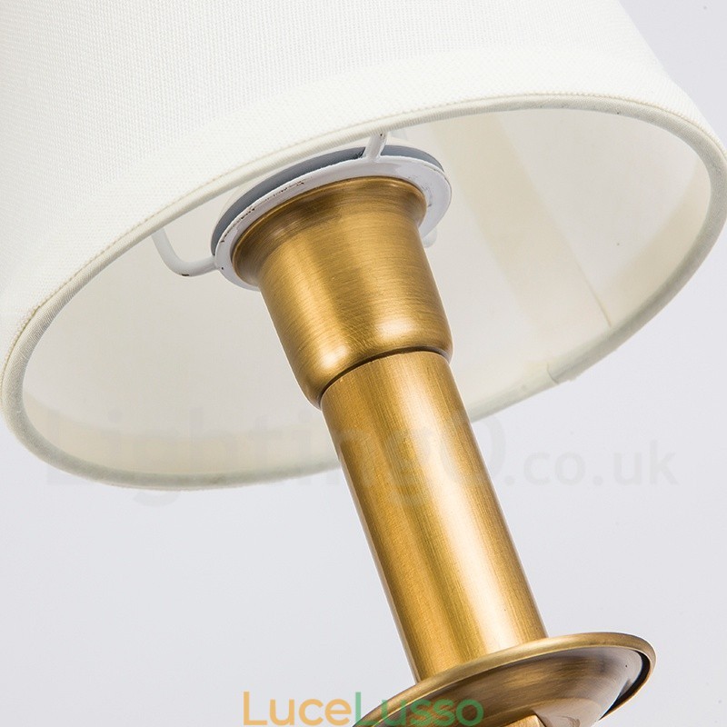 Lampadario a sospensione in ottone rustico retrò a 6 luci con paralume in tessuto