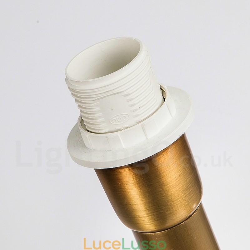 Lampadario a sospensione in ottone rustico retrò a 6 luci con paralume in tessuto