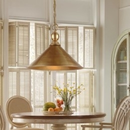 Lampadario a sospensione in ottone rustico retrò da 1 luce con paralume in ottone