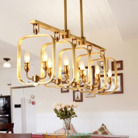 Lampadario a sospensione in ottone rustico retrò di lusso Lampadario a sospensione in ottone rustico retrò di lusso