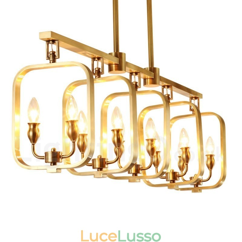 Lampadario a sospensione in ottone rustico retrò di lusso
