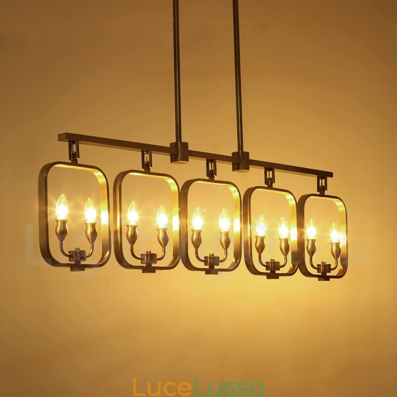 Lampadario a sospensione in ottone rustico retrò di lusso