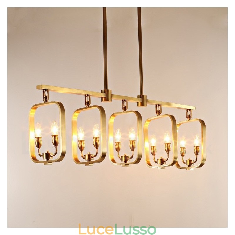 Lampadario a sospensione in ottone rustico retrò di lusso