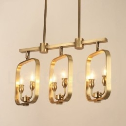 Lampadario a sospensione in ottone rustico retrò a 6 luci