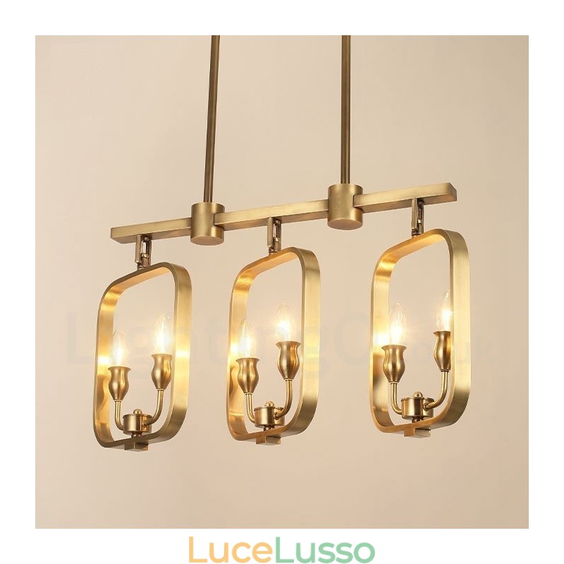 Lampadario a sospensione in ottone rustico retrò a 6 luci