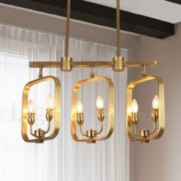Lampadario a sospensione in ottone rustico retrò a 6 luci