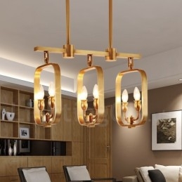 Lampadario a sospensione in ottone rustico retrò a 6 luci