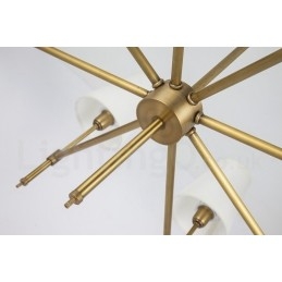 Lampadario a sospensione in ottone rustico retrò da 8 luci con paralume in tessuto