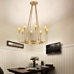 Lampadario a sospensione in ottone rustico retrò da 6 e 8 luci