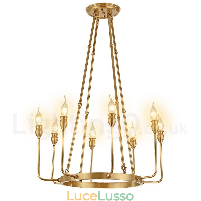 Lampadario a sospensione in ottone rustico retrò da 6 e 8 luci