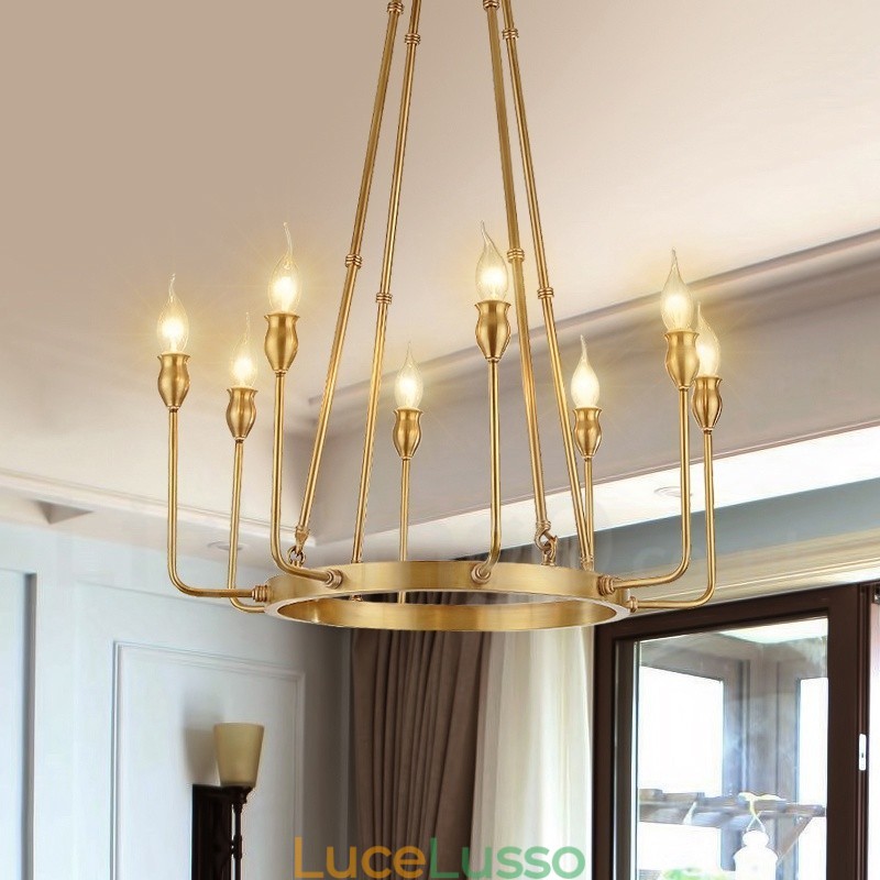 Lampadario a sospensione in ottone rustico retrò da 6 e 8 luci