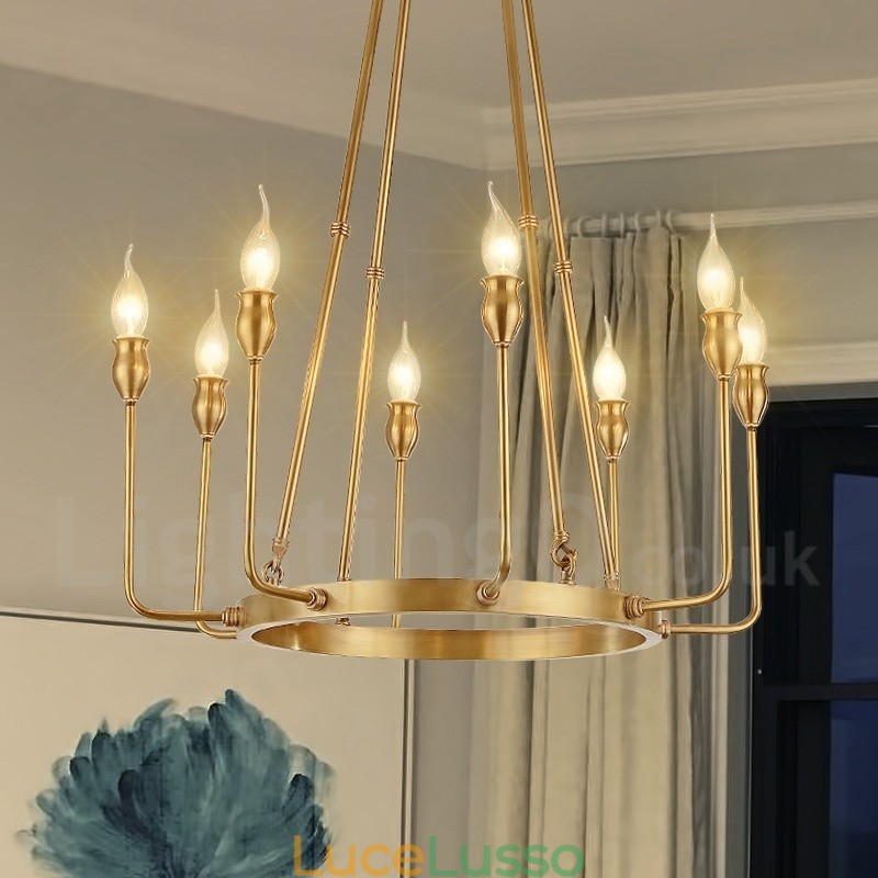 Lampadario a sospensione in ottone rustico retrò da 6 e 8 luci