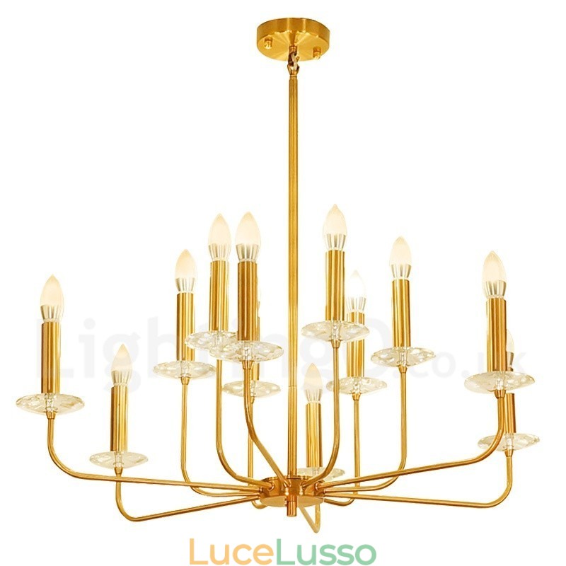 Lampadario a sospensione in ottone rustico retrò da 12 luci