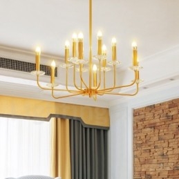 Lampadario a sospensione in ottone rustico retrò da 12 luci