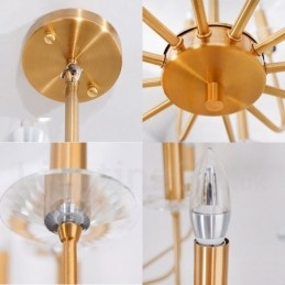 Lampadario a sospensione in ottone rustico retrò da 12 luci