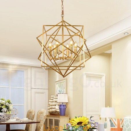 Lampadario a sospensione in ottone rustico retrò a 6 luci Lampadario a sospensione in ottone rustico retrò a 6 luci