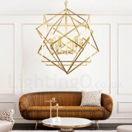Lampadario a sospensione in ottone rustico retrò a 6 luci