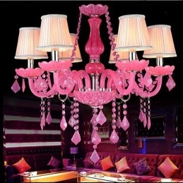 Lampada da caffè Progetto Luce Candela Cristallo Lampada a Sospensione Rosa A