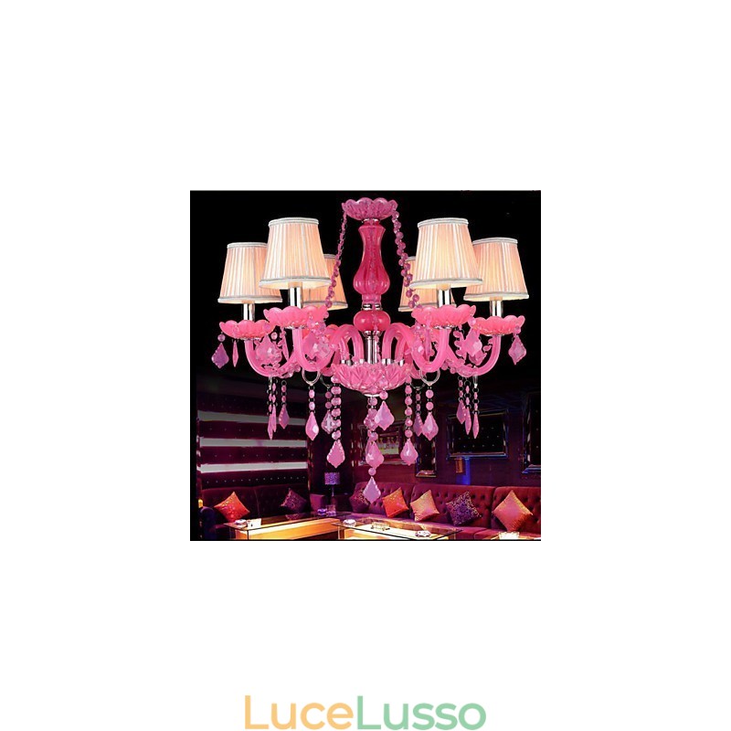 Lampada da caffè Progetto Luce Candela Cristallo Lampada a Sospensione Rosa A