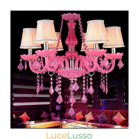 Lampada da caffè Progetto Luce Candela Cristallo Lampada a Sospensione Rosa A Lampada da caffè Progetto Luce Candela Cristallo Lampada a Sospensione Rosa A