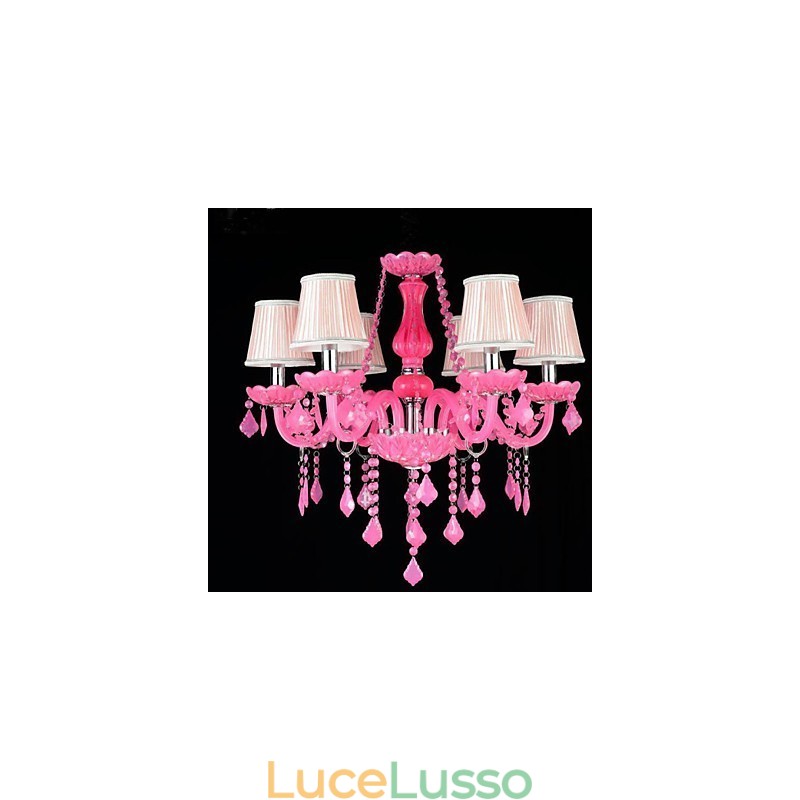 Lampada da caffè Progetto Luce Candela Cristallo Lampada a Sospensione Rosa A