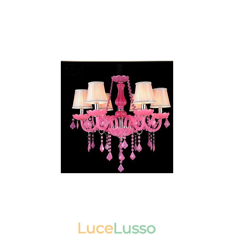 Lampada da caffè Progetto Luce Candela Cristallo Lampada a Sospensione Rosa A