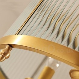 Lampadario a sospensione in ottone rustico retrò a 5 luci con paralume in vetro