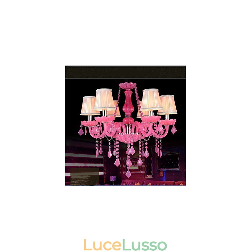 Lampada da caffè Progetto Luce Candela Cristallo Lampada a Sospensione Rosa A
