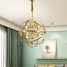 Lampadario a sospensione in ottone rustico retrò da 8 luci