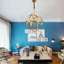 Lampadario a sospensione in ottone rustico retrò da 8 luci