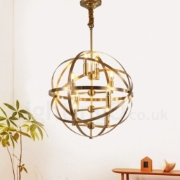 Lampadario a sospensione in ottone rustico retrò da 8 luci