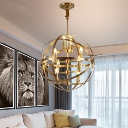Lampadario a sospensione in ottone rustico retrò da 8 luci