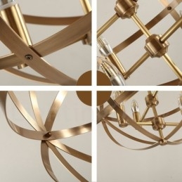 Lampadario a sospensione in ottone rustico retrò da 8 luci