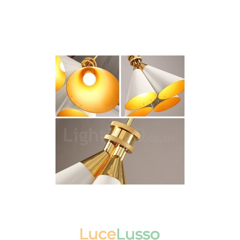 Lampadario a sospensione in lega di alluminio rustico retrò a 4 luci con paralume in lega di alluminio