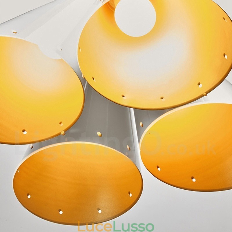 Lampadario a sospensione in lega di alluminio rustico retrò a 4 luci con paralume in lega di alluminio