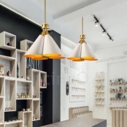 Lampadario a sospensione in lega di alluminio rustico retrò a 4 luci con paralume in lega di alluminio