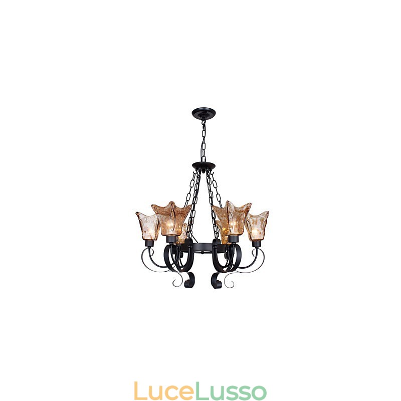 Lampadario 6 luci in vetro tradizionale classico vintage