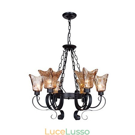 Lampadario 6 luci in vetro tradizionale classico vintage Lampadario 6 luci in vetro tradizionale classico vintage