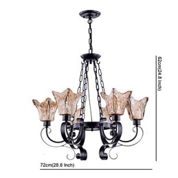 Lampadario 6 luci in vetro tradizionale classico vintage