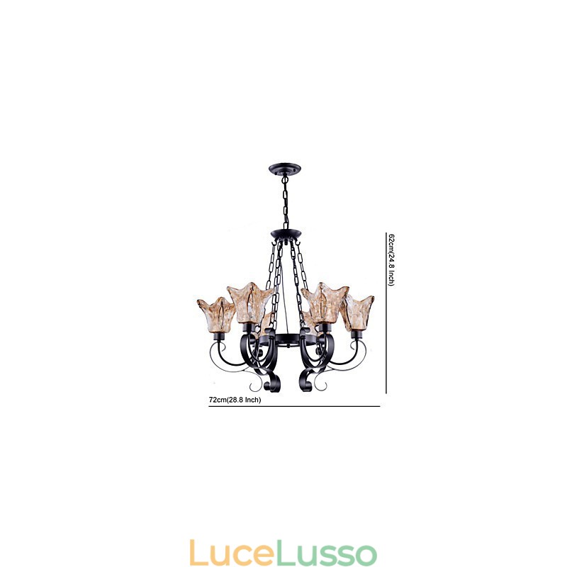 Lampadario 6 luci in vetro tradizionale classico vintage
