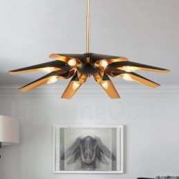 Lampadario a sospensione in lega di alluminio rustico retrò da 8 luci con paralume in lega di alluminio