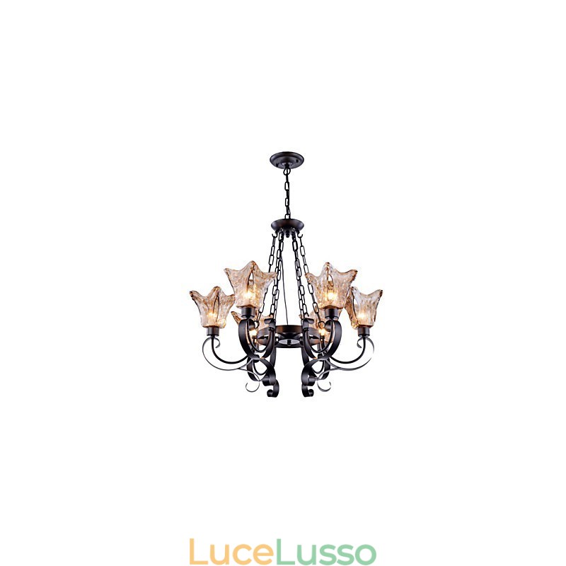 Lampadario 6 luci in vetro tradizionale classico vintage