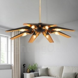 Lampadario a sospensione in lega di alluminio rustico retrò da 8 luci con paralume in lega di alluminio