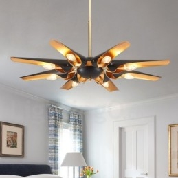 Lampadario a sospensione in lega di alluminio rustico retrò da 8 luci con paralume in lega di alluminio