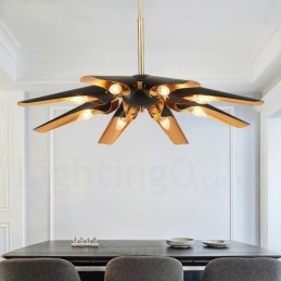 Lampadario a sospensione in lega di alluminio rustico retrò da 8 luci con paralume in lega di alluminio