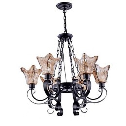 Lampadario 6 luci in vetro tradizionale classico vintage