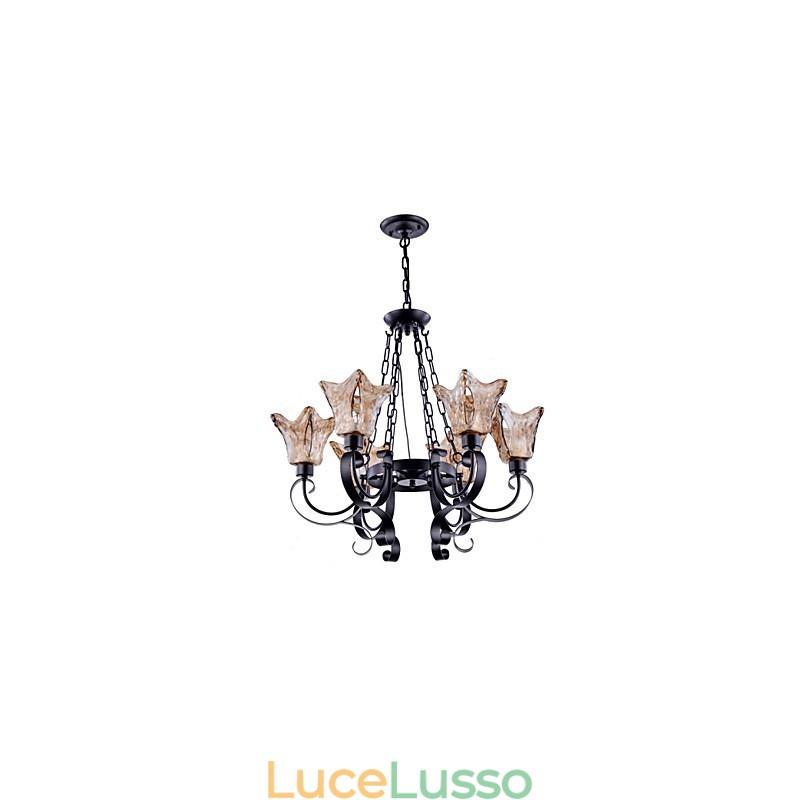 Lampadario 6 luci in vetro tradizionale classico vintage