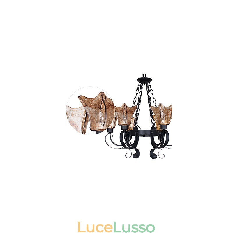 Lampadario 6 luci in vetro tradizionale classico vintage
