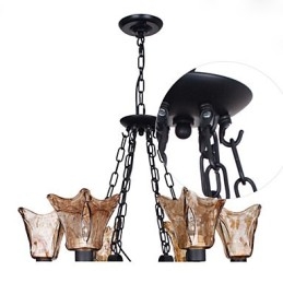 Lampadario 6 luci in vetro tradizionale classico vintage